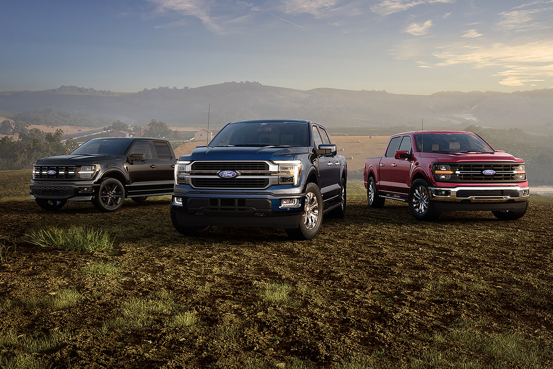 Three 2026 Ford F-150 trucks